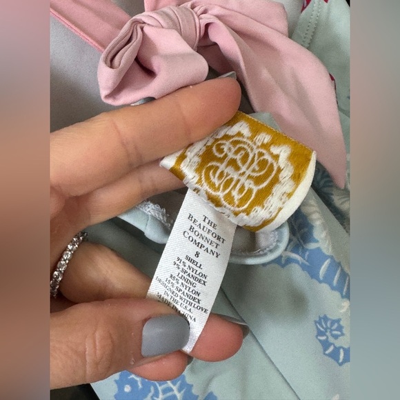 TBBC One Piece swimsuit girls laguna beach seahorse bows print criss cross - Picture 10 of 10